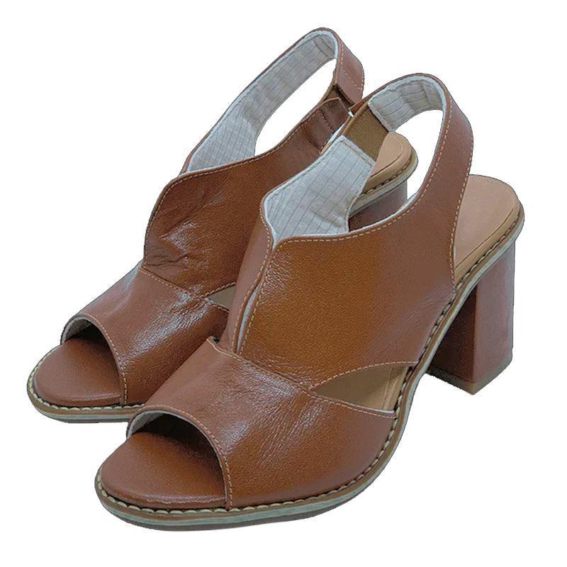 Dames Sandalen met Blokhak Open Teen Elegant Comfortabel Leer Bordeauxrood Zomerschoenen