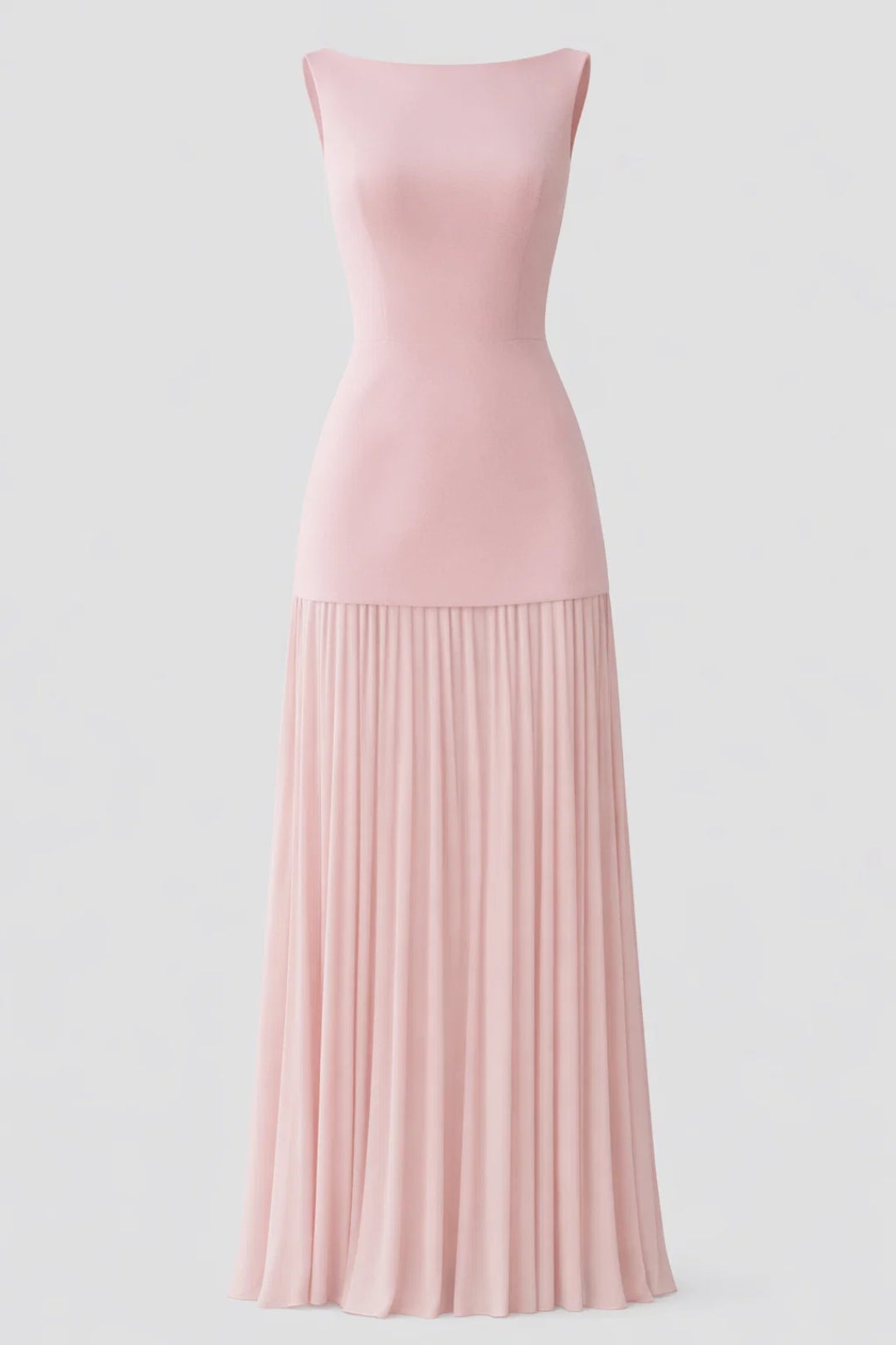 Dames Maxi Jurk met Plissé Rok en Boothals Elegant Zwart