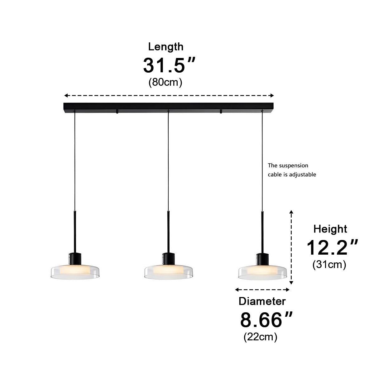 Hanglamp LED Glas Aluminium Zwart Rond Keuken Woonkamer Slaapkamer Dimbaar Pendellamp Eettafel Hal