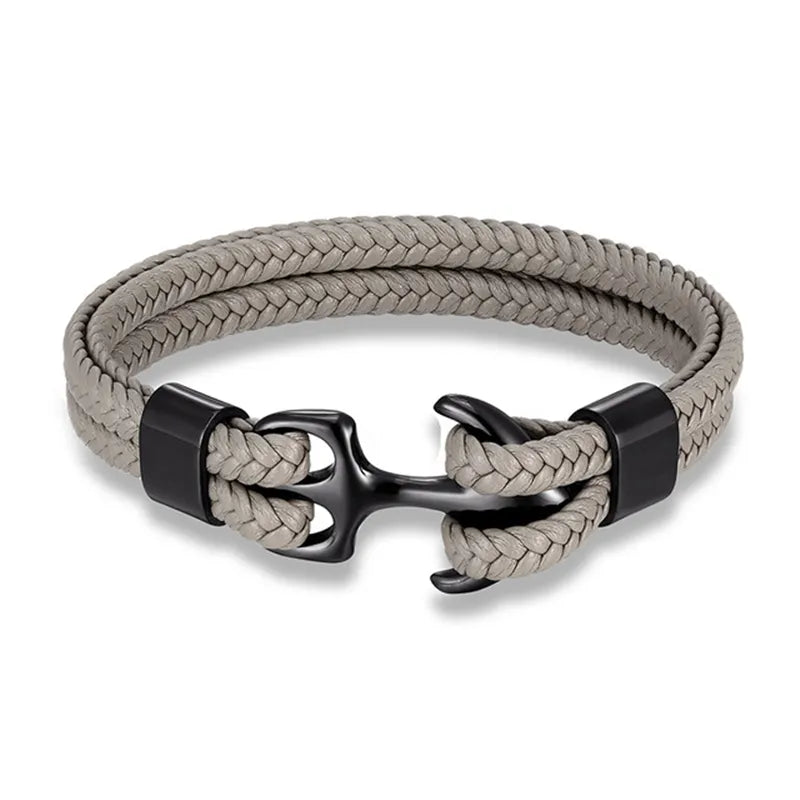 Leren Ankerarmband met Metalen Sluiting voor Stoere Nautische Stijl