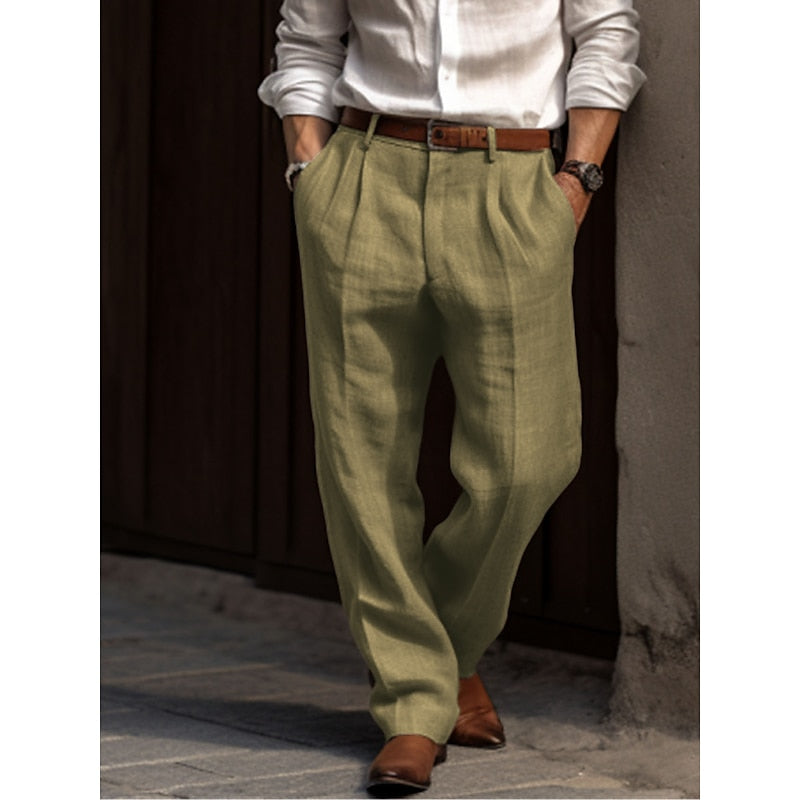 Heren Broek Dubbele Plooi Comfortabel Losse Fit