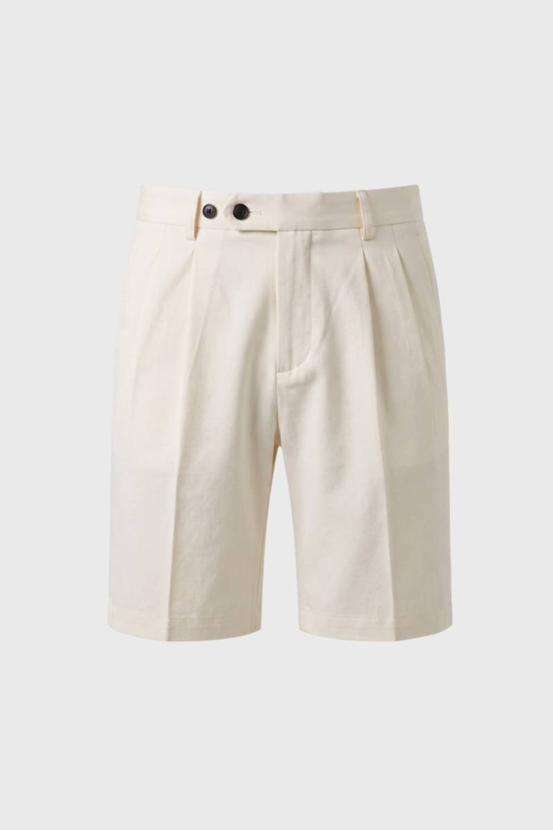 Plissé Shorts Heren - Getailleerd met Dubbele Knopen | Klassiek — Beige