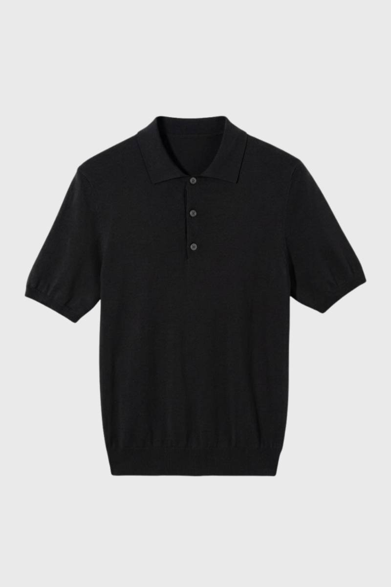 Polo Shirt Heren - Gebreid met Korte Mouwen | Klassiek - Zwart