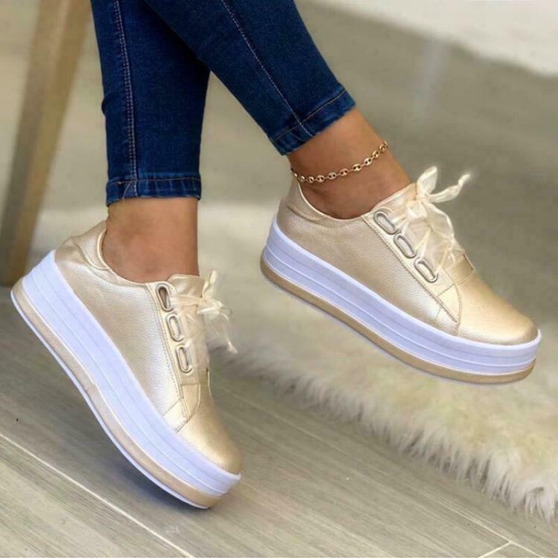 Dames Veterschoenen Comfortabele Leer Zool