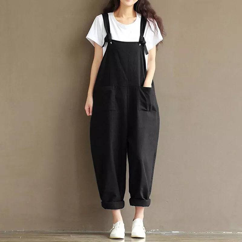 Vrouwen Jumpsuit Zomer Katoen Combiné met Zakken