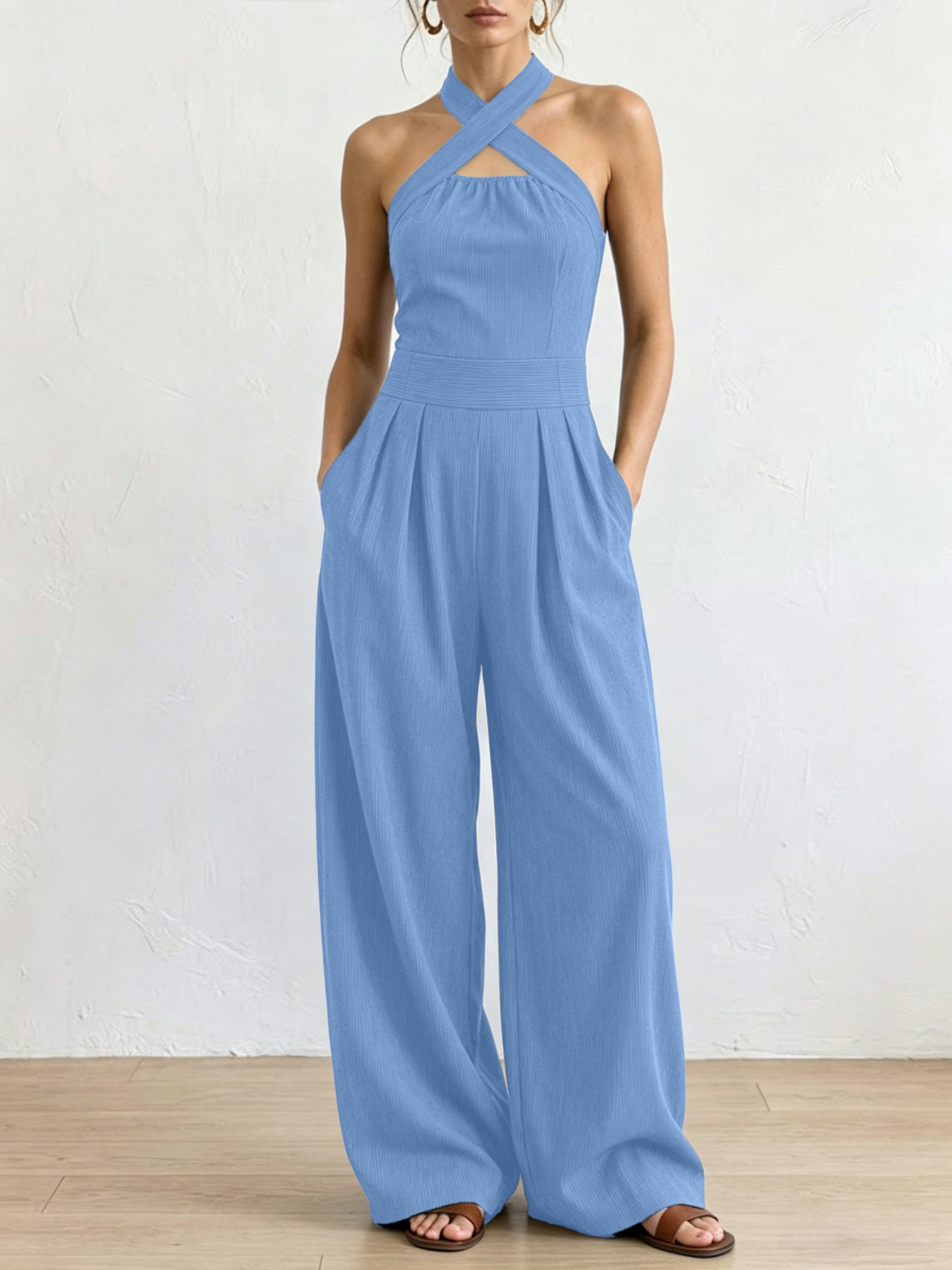 Dames Jumpsuit Elegante Pasvorm Gekruiste Halslijn