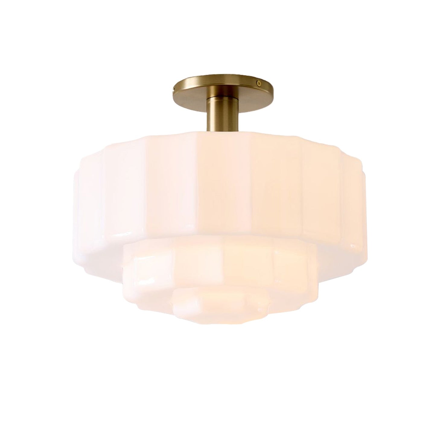Gelaagde Plafondlamp met Getextureerd Melkglas – Modern Vintage Design