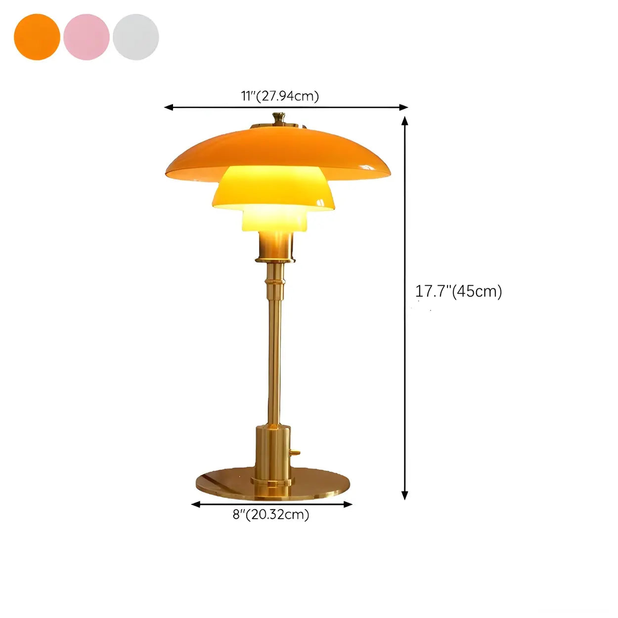 Vintage Tafellamp met Meerlagige Glazen Kap in Amber en Gouden Voet – Moderne Design Bedlamp