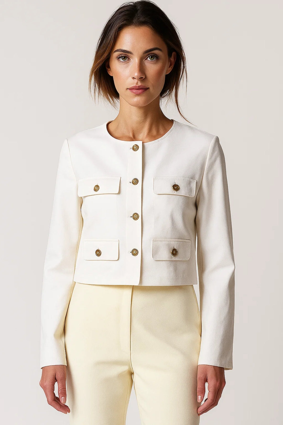 Dames Blazer Kort Model met Gouden Knopen Elegant