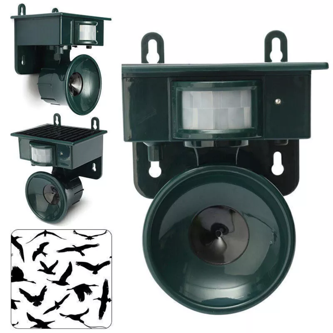 Vogelafweer Zonne-energie PIR Bewegingssensor Waterdicht Geluidsafschrikking Tuin Balkon Terras