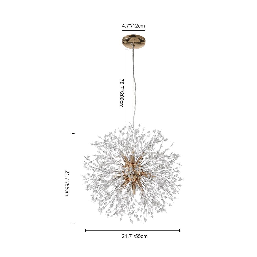 Sputnik Kroonluchter Dandelion Metaal Goud Chroom 12/16 Lichts 60cm Plafondlamp Modern