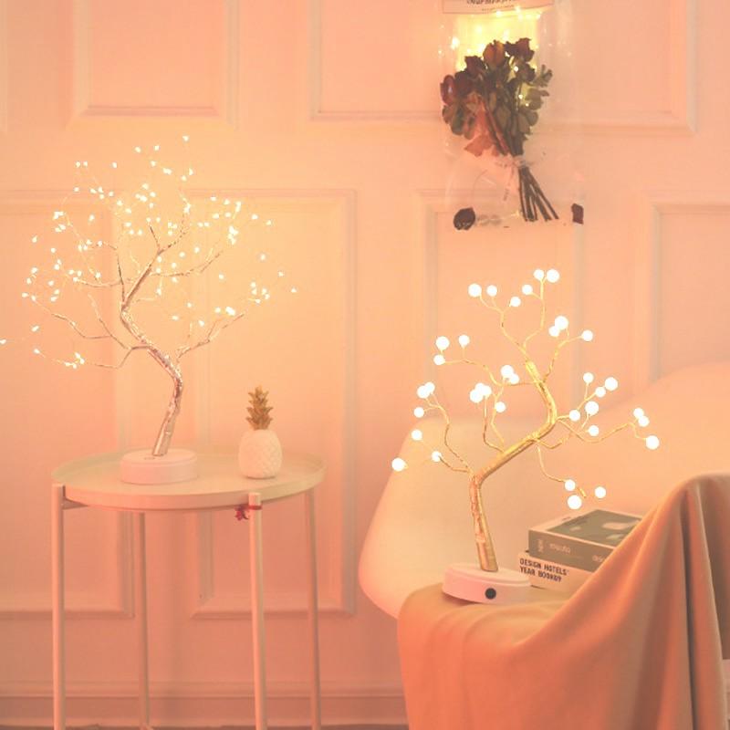 Decoratieve Boomvorm LED Tafellamp met Draadloze Bediening en USB-Voeding – Sfeerverlichting voor Woonkamer en Slaapkamer