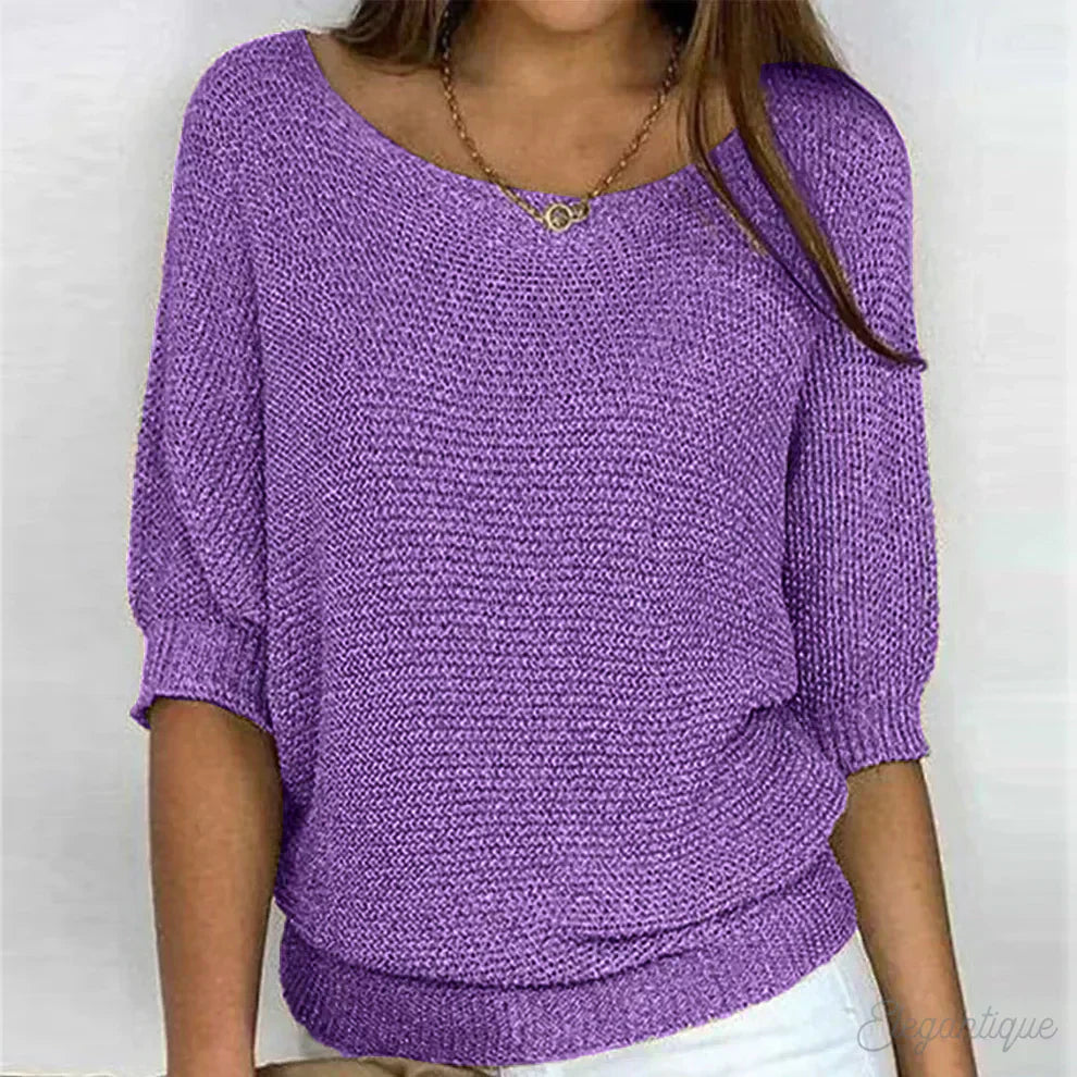 Zachte Gebreide Trui Lichtgewicht met Boothals