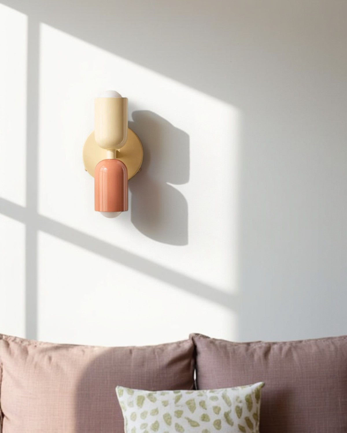 Dubbele Wandlamp met Ronde Lampenkappen – Modern Design in Groen, Beige, Rood of Roze – Sfeerverlichting voor Slaapkamer, Woonkamer en Hal