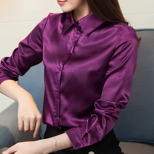 Vrouwen Blouse van Zijde Met Satijn Effect