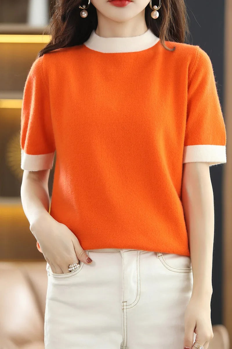 Kasjmier Shirt Kort Mouwen Zacht en Warm