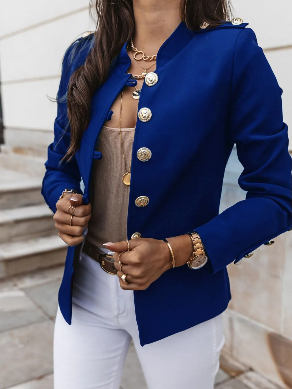 Dames Blazer Lange Mouwen Elegante O-hals Jasje