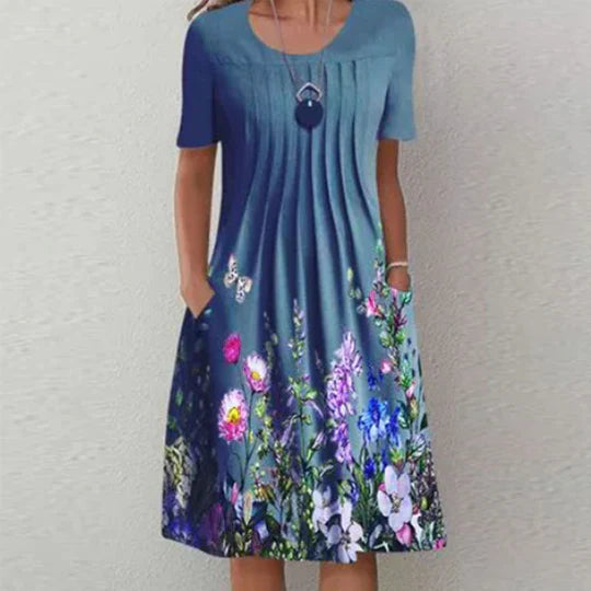 Zomerjurk voor Vrouw Mini Bloemenjurk Geplooid