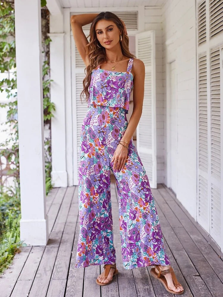 Vrouwelijke Jumpsuit Zomer Bloemenprint Jurk Comfortabel