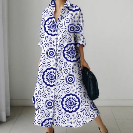 Damesjurk Bloemenprint Zomerjurk Vrouwelijk Model