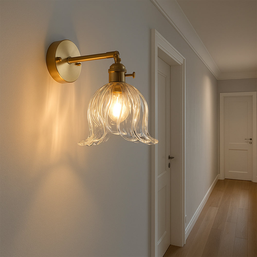 Bloem glazen wandlamp Ø16 cm glas metaal groen wandverlichting slaapkamer hal decoratieve verlichting vintage