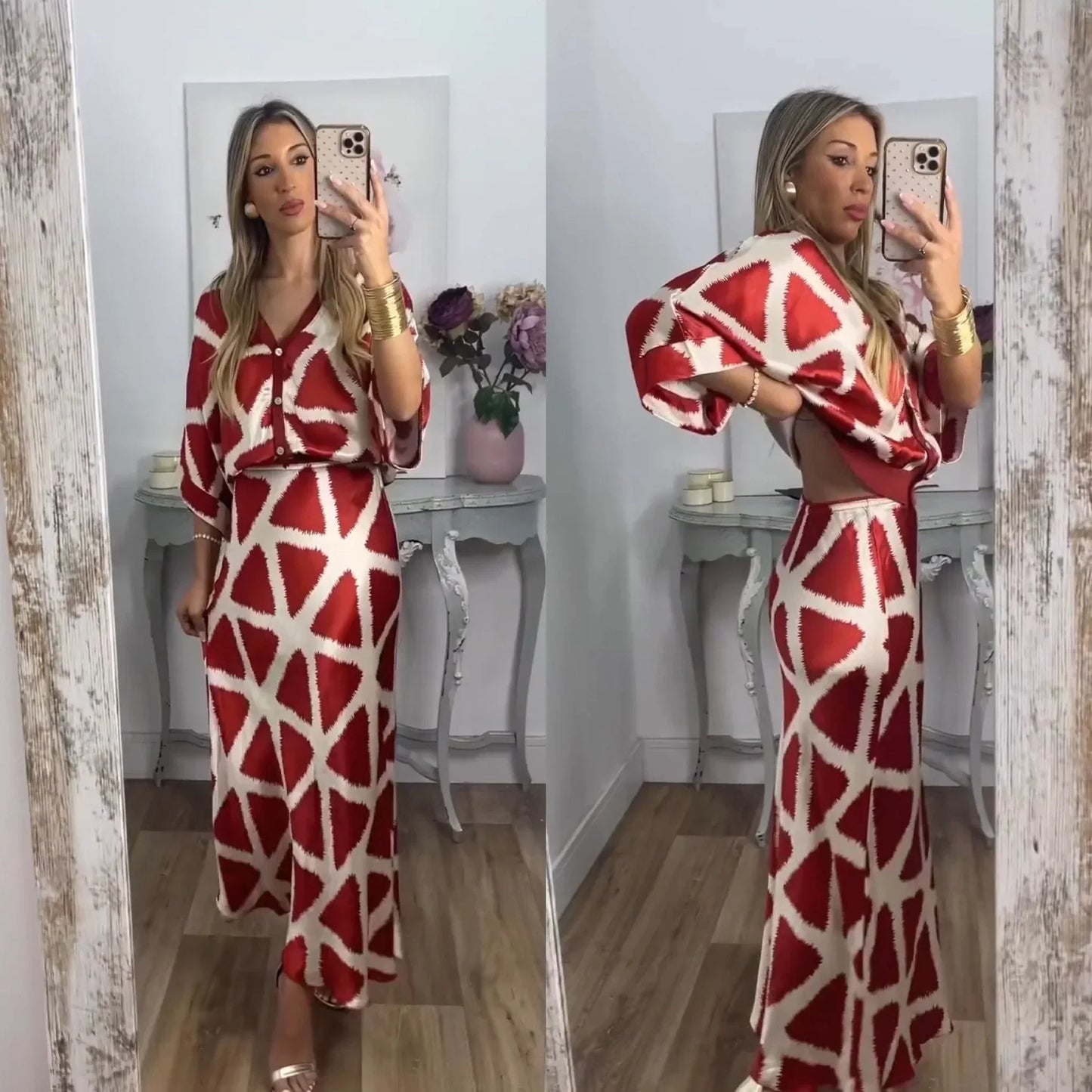 Dames Blouse en Rok Set 2-Delig Jurk Model