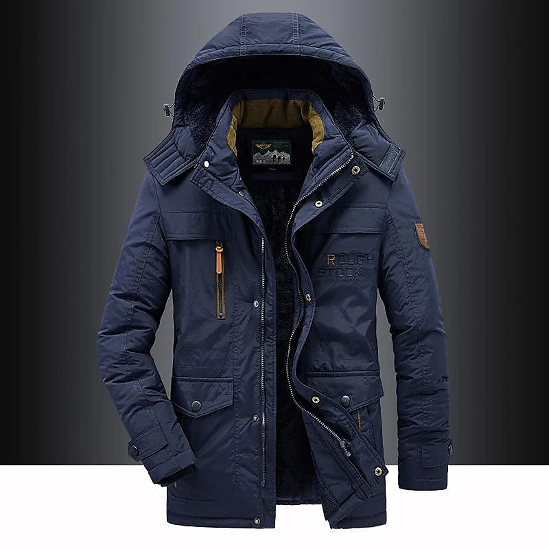 Gewatteerde Winterparka Jas – Warme Geïsoleerde Winterjas voor Heren met Capuchon en Pelzbesatz
