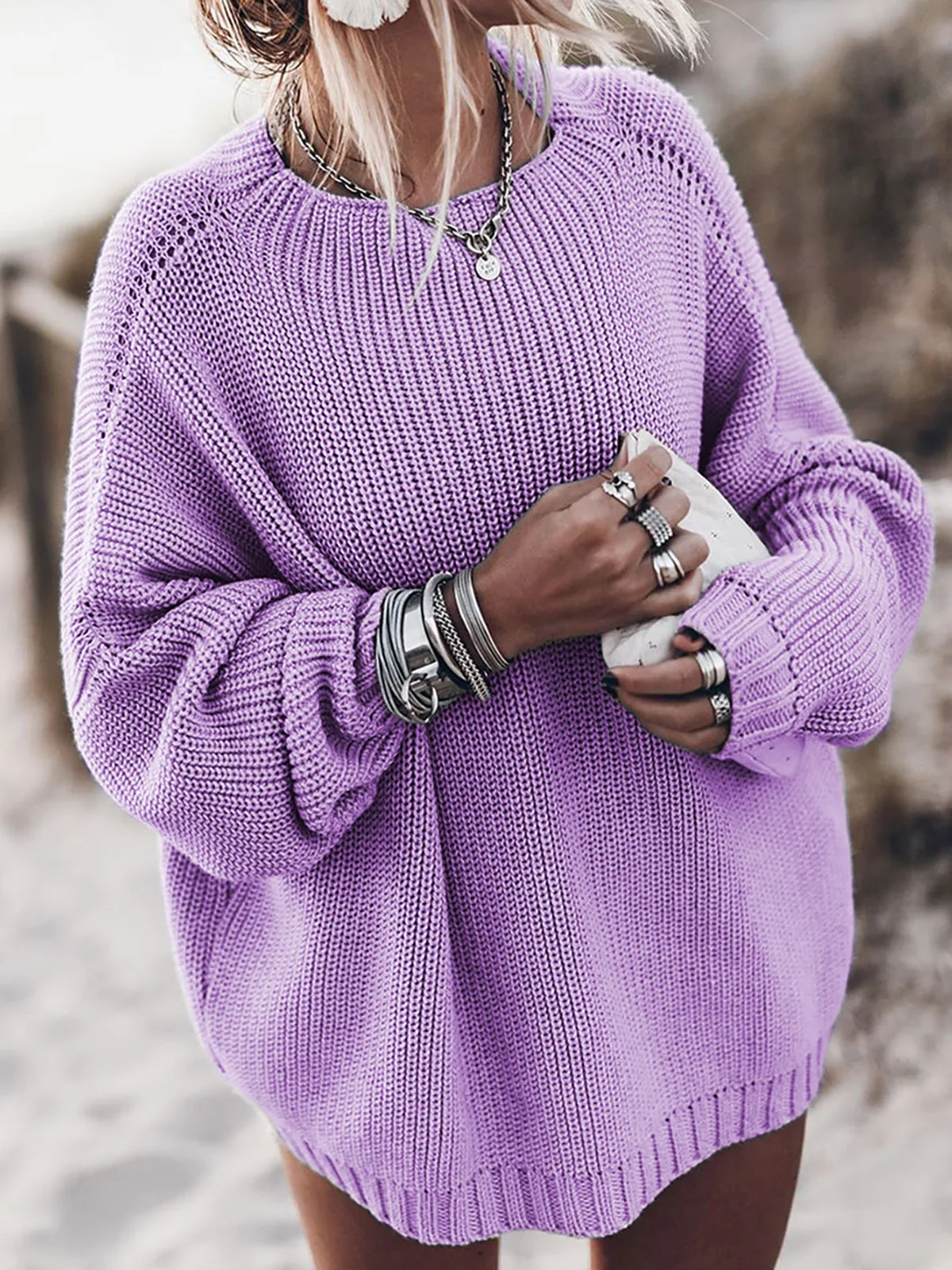 Dames Trui Zeeblauw Casual Stijl