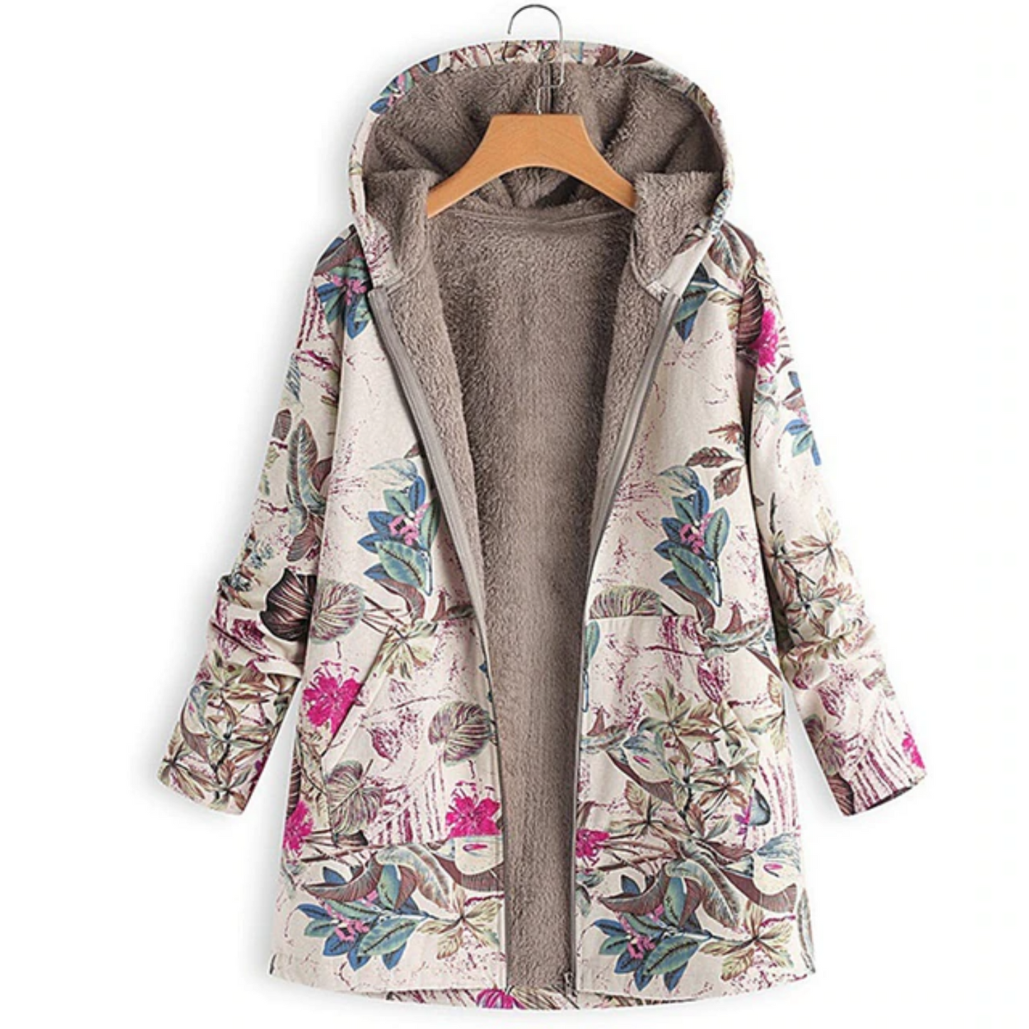 Damesjas Bloemenprint Warm en Comfortabel voor Herfst/Winter