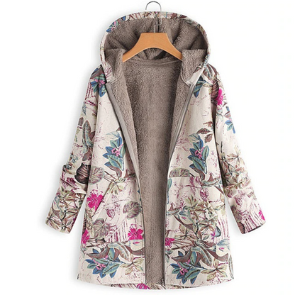 Damesjas Bloemenprint Warm en Comfortabel voor Herfst/Winter