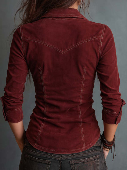 Klassieke Jeans Shirt met Flapzakken en Rits Sluiting