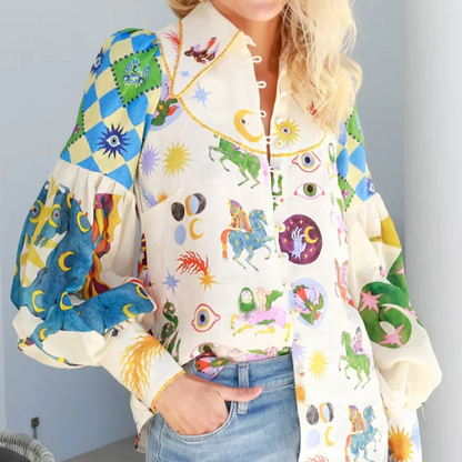 Vrouwelijke Top met Kleurrijke Print en Leuke Ontwerp - StudioMarella