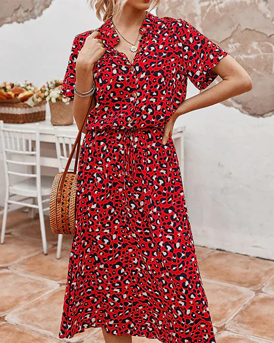 Elegante Midi Jurk met Stippen
