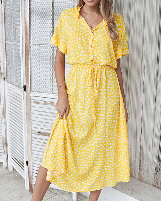 Elegante Midi Jurk met Stippen