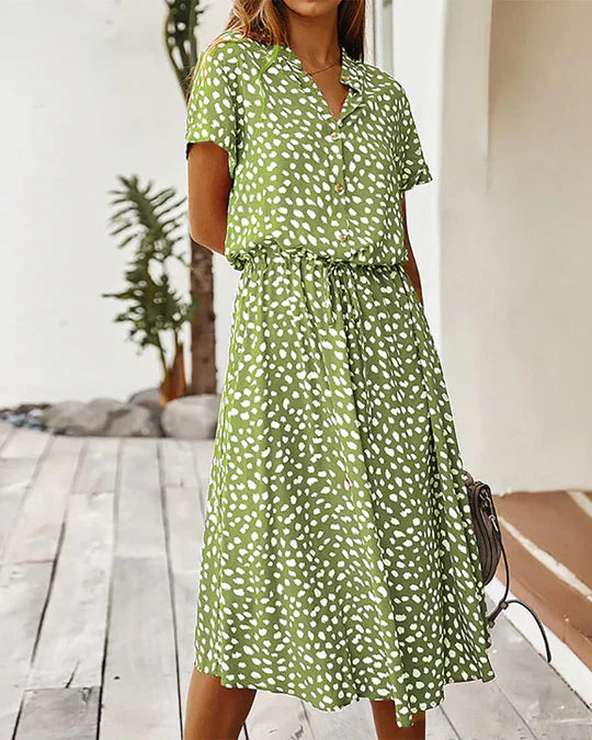 Elegante Midi Jurk met Stippen