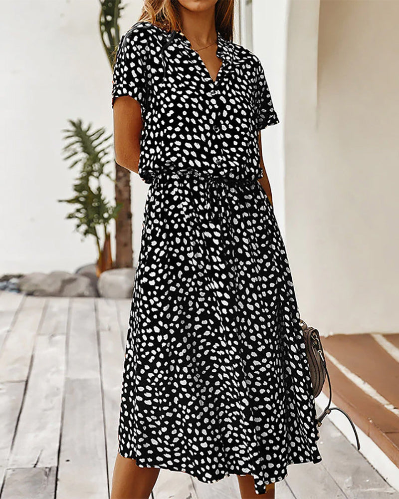 Elegante Midi Jurk met Stippen