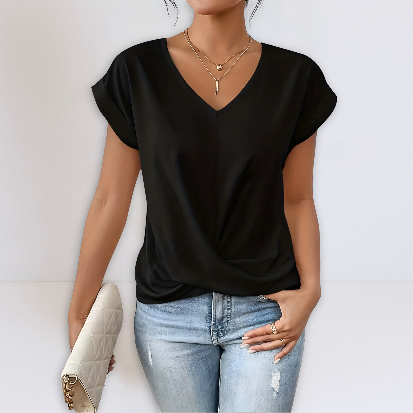 Dames Met Twist V-hals Slim Fit