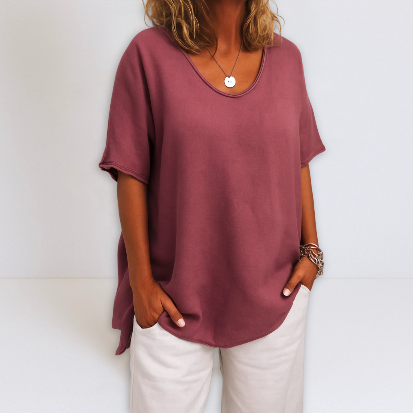 Dames Oversized Blouse V-hals Losse Pasvorm
