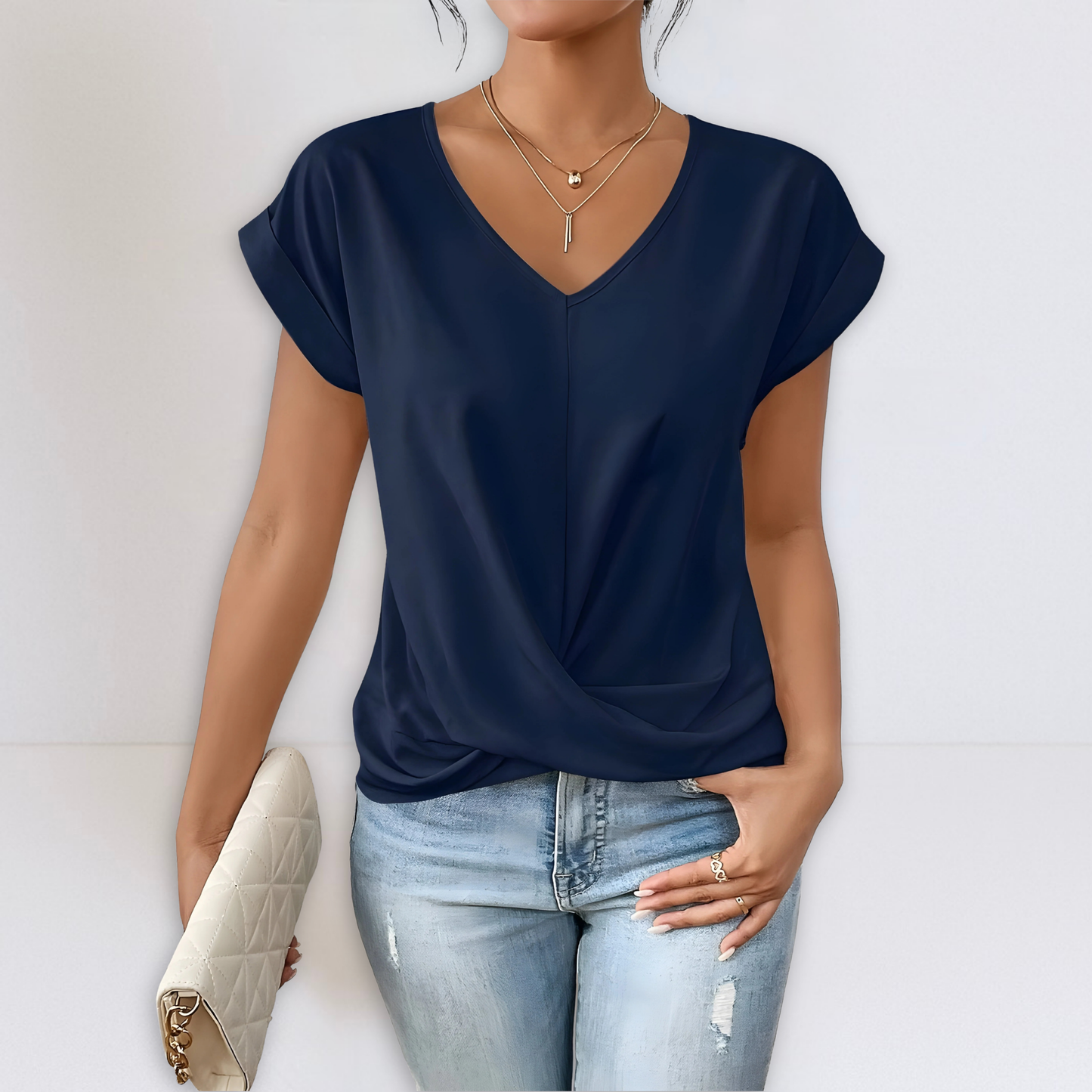 Dames Met Twist V-hals Slim Fit