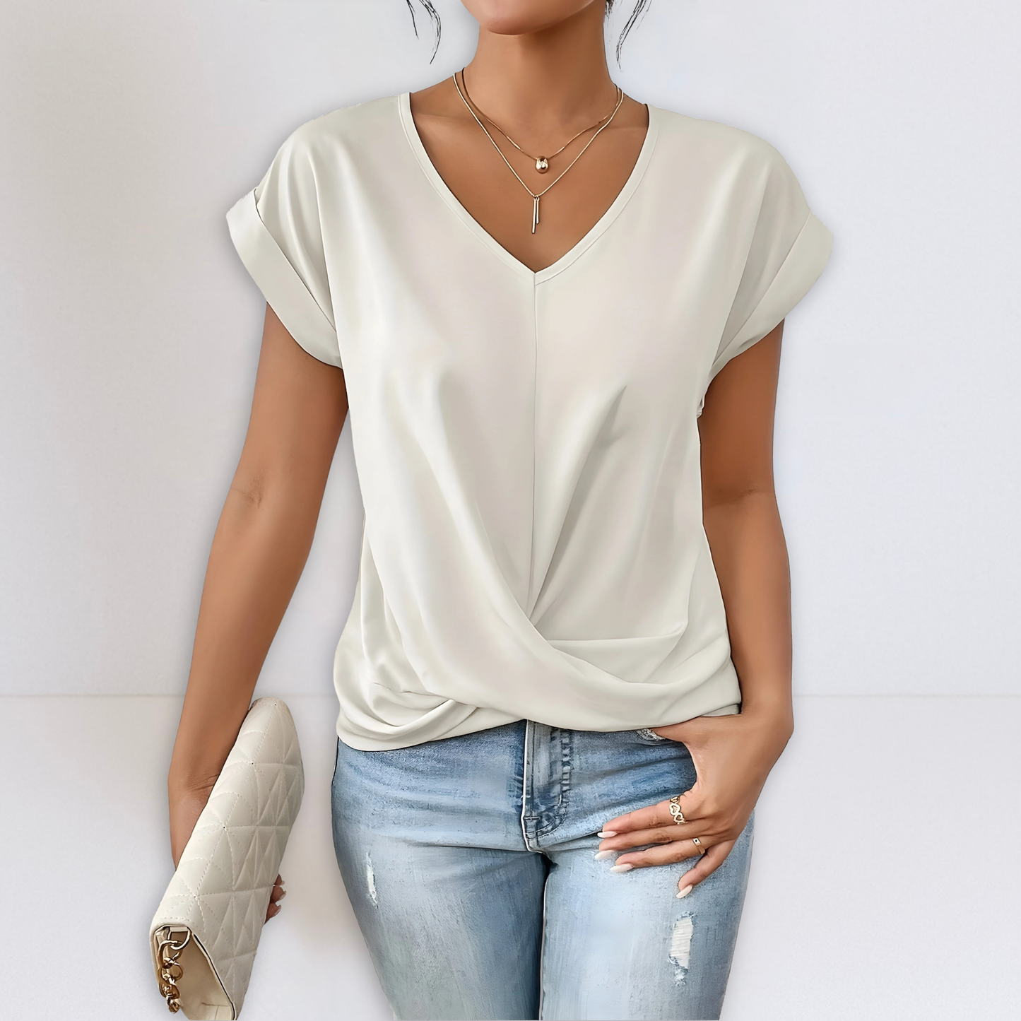 Dames Met Twist V-hals Slim Fit