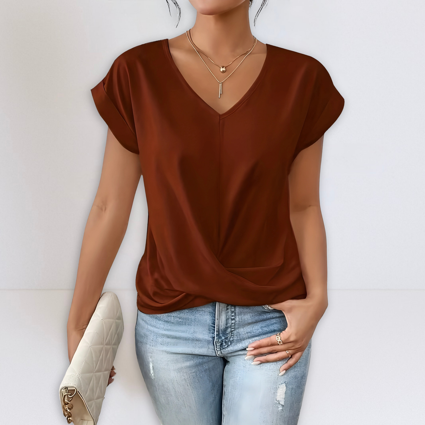 Dames Met Twist V-hals Slim Fit