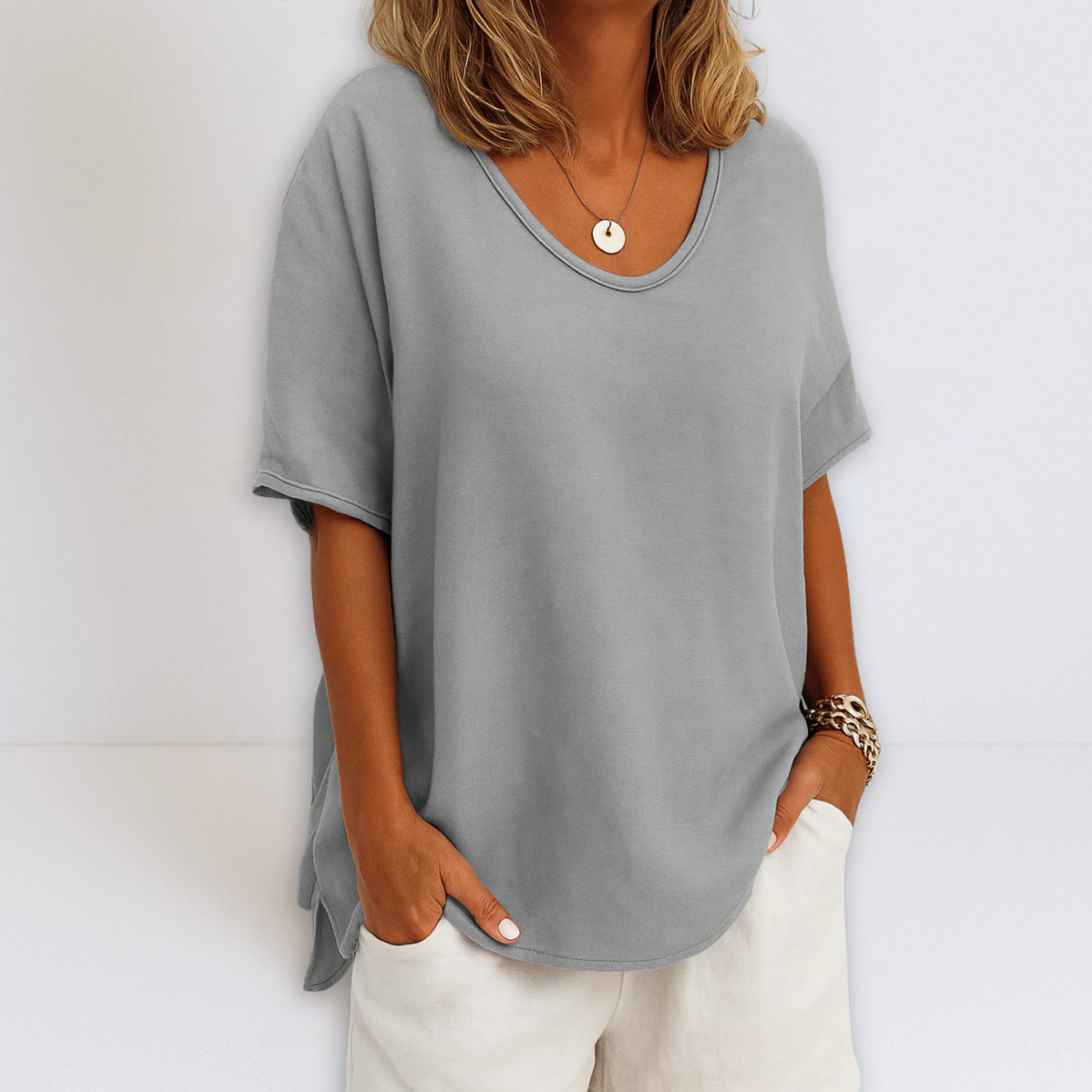 Dames Oversized Blouse V-hals Losse Pasvorm - StudioMarella