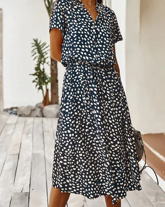 Elegante Midi Jurk met Stippen