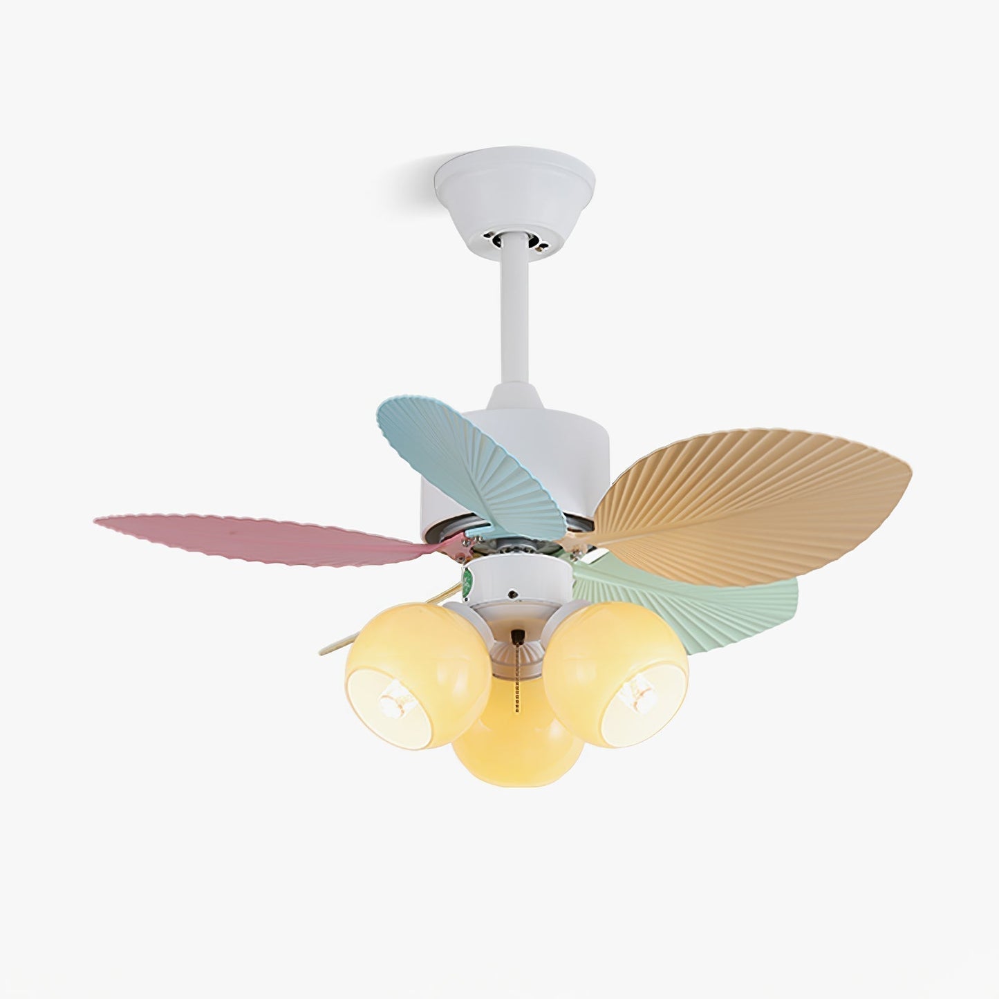 Plafondventilator met gekleurd glaslicht – Ø76cm dimbaar – 6 snelheden incl. afstandsbediening – stille motor – modern design voor woonkamer slaapkamer