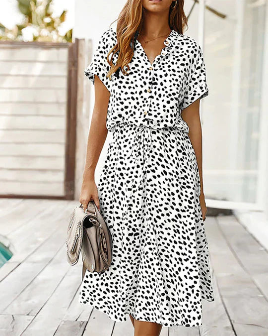 Elegante Midi Jurk met Stippen