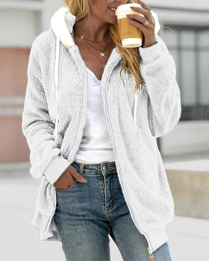Dames Fleece Hoodie Rits Warm Comfortabele Trui