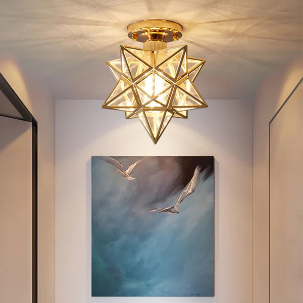 Pinlo stervorm plafondlamp E27 goud hal slaapkamer verlichting geometrisch design plafondlamp modern klassiek compact 20 cm