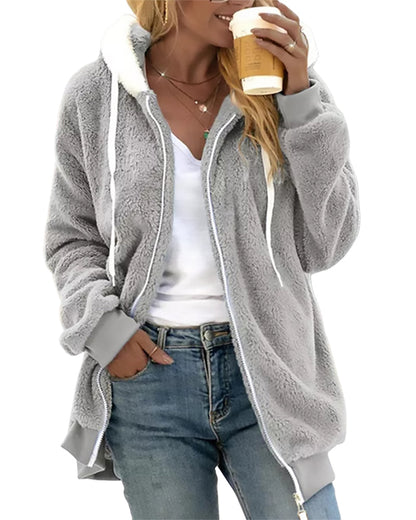 Dames Fleece Hoodie Rits Warme Comfortabele Joggingjas