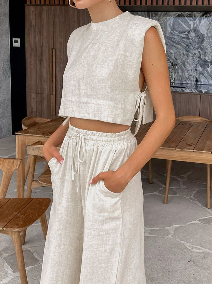 Lichte Zomer Broek Set met Korte Top - StudioMarella