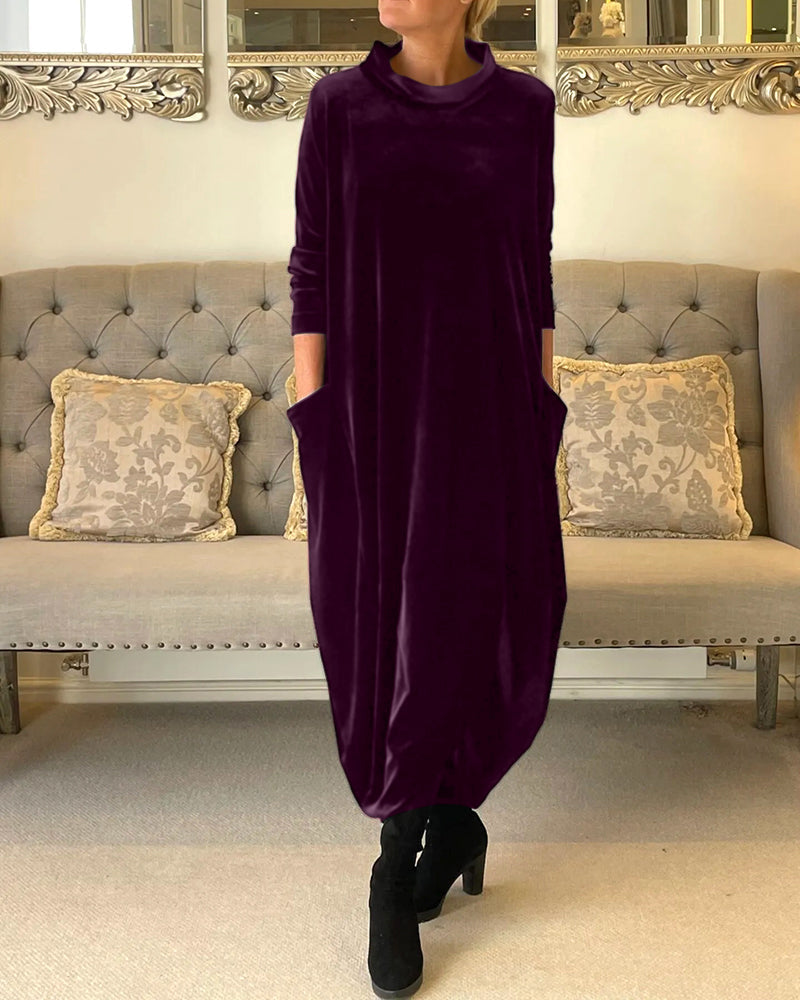 Damesjurk Lange Mouwen Velvet Comfortabel Herfstjurk